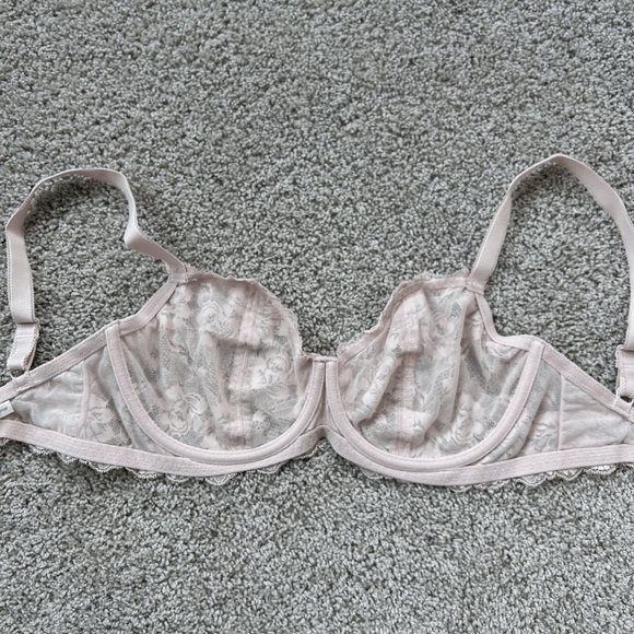 Pink unlined lace underwire bra size 30H - Picture 3 of 6